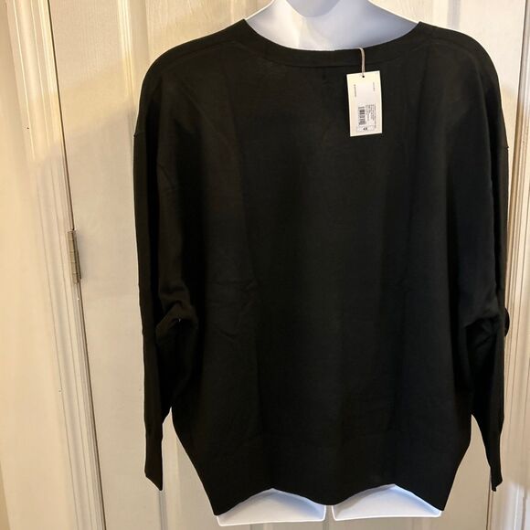 NWT A New Day Women’s Plus 4X Black V-Neck Button Front Cardigan Drop Shoulder - Picture 10 of 16